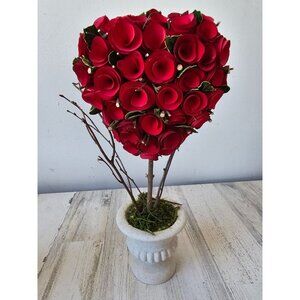 Pier 1‎ curl wood Bark heart face Valentine statue figurine unique Bush